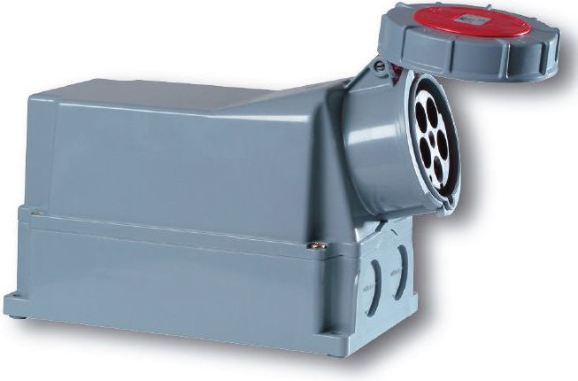 PCE Gniazdo stałe 125A 5P 400V czerwone IP67 z dławikiem (145-6p)