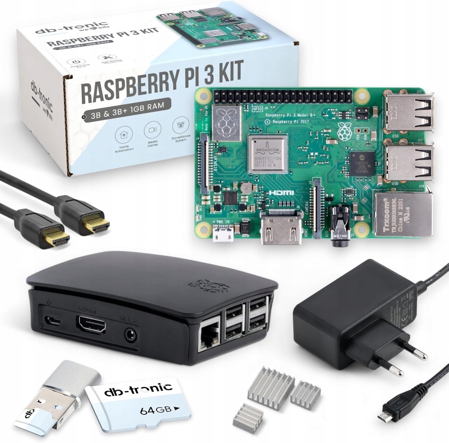 db-tronic Raspberry Pi 3 B+ zestaw startowy edycja 64GB 1 GB RAM