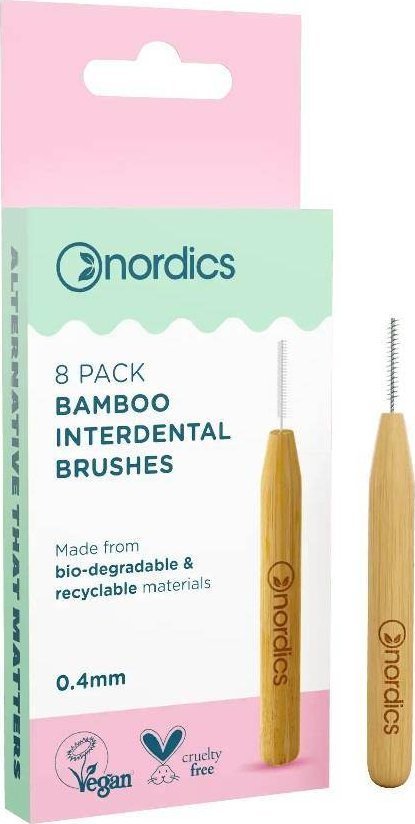 Nordics Bamboo Interdental Brushes bambusowe szczoteczki do czyszczenia przestrzeni międzyzębowej 0.4mm 8szt.