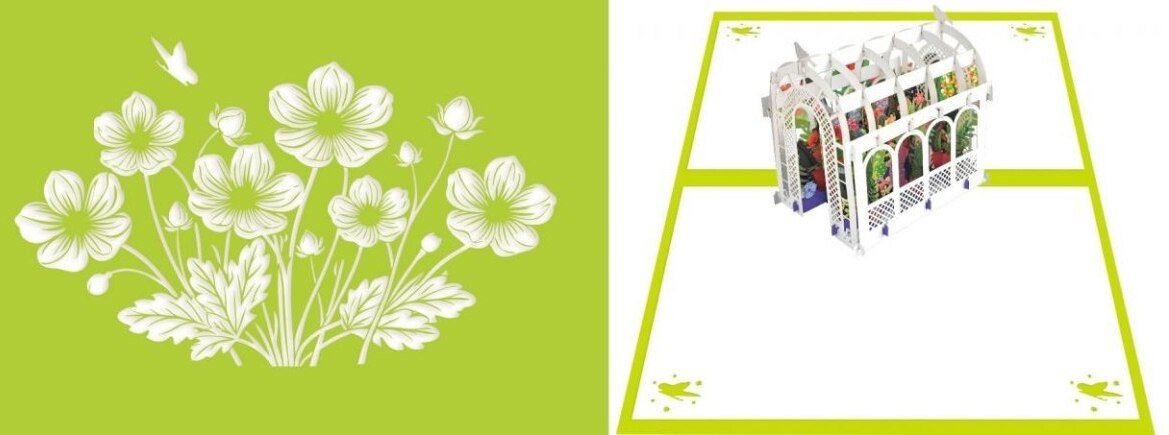 DaVinci Karnet 12x18 cm + koperta POP-UP Szklarnią z kwiatami