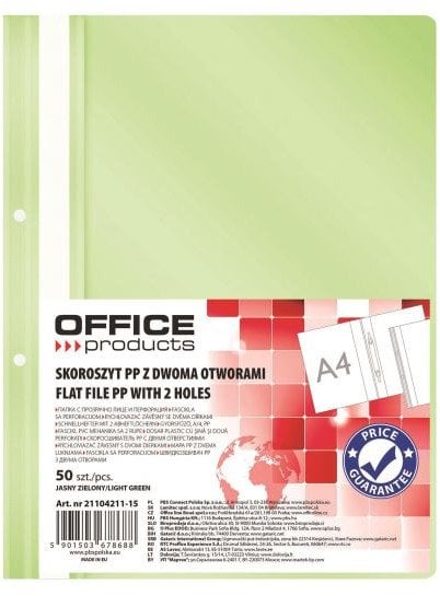 Skoroszyt OFFICE PRODUCTS, PP, A4, 2 otwory, 100/1