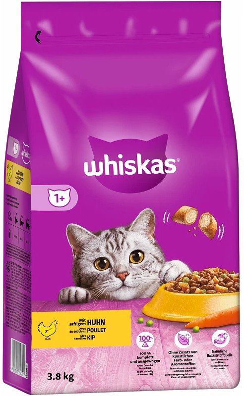 WHISKAS Adult 3,8 kg - sucha karma dla dorosłego kota, z pysznym kurczakiem