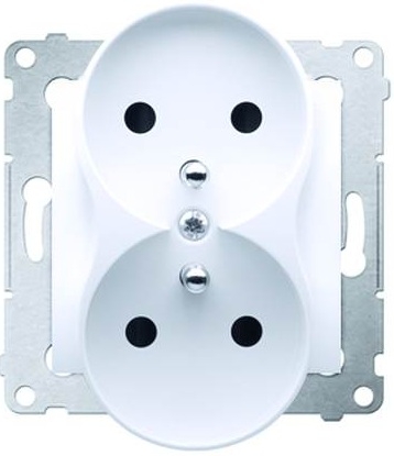 Kontakt-Simon Gniazdo SIMON54 podwójne z/u 16A IP20 z przesłoną białe - DGZ2MZ.01/11
