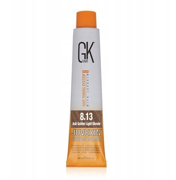 GK HAIR (Global Keratin) Global Keratin, Cream Colour, Permanent Hair Dye, 8.13 Ash Golden Light Blonde, 100 ml For Women