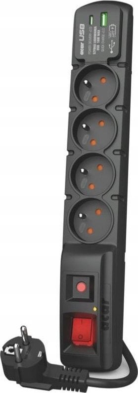 Listwa zasilająca Acar F4 przeciwprzepięciowa 4 gniazda 1.5 m czarna (W2439)