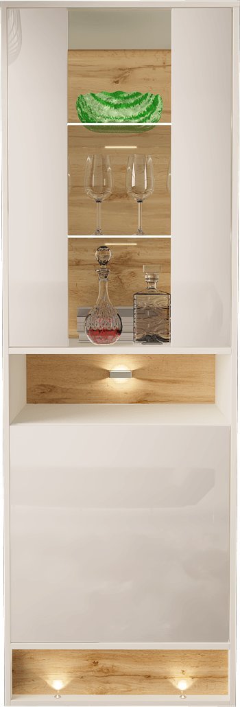 MEGSTYL WITRYNA 180CM Z WSTAWKĄ DĄB WOTAN - VISION 4 Biały - Wotan mat - Biały połysk