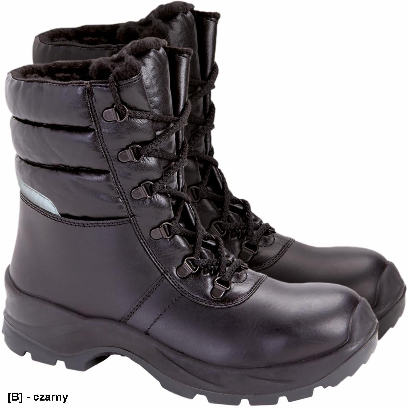 BD9024 S2 CI SRC - Buty męskie trzewiki bezpieczne z wodoodpornej skóry ocieplane futerkiem podnosek izolacja spodu od zimna odblaski podeszwa antypoś