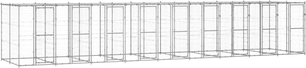 vidaXL Kojec dla psa, z zadaszeniem, stal galwanizowana, 21,78 m