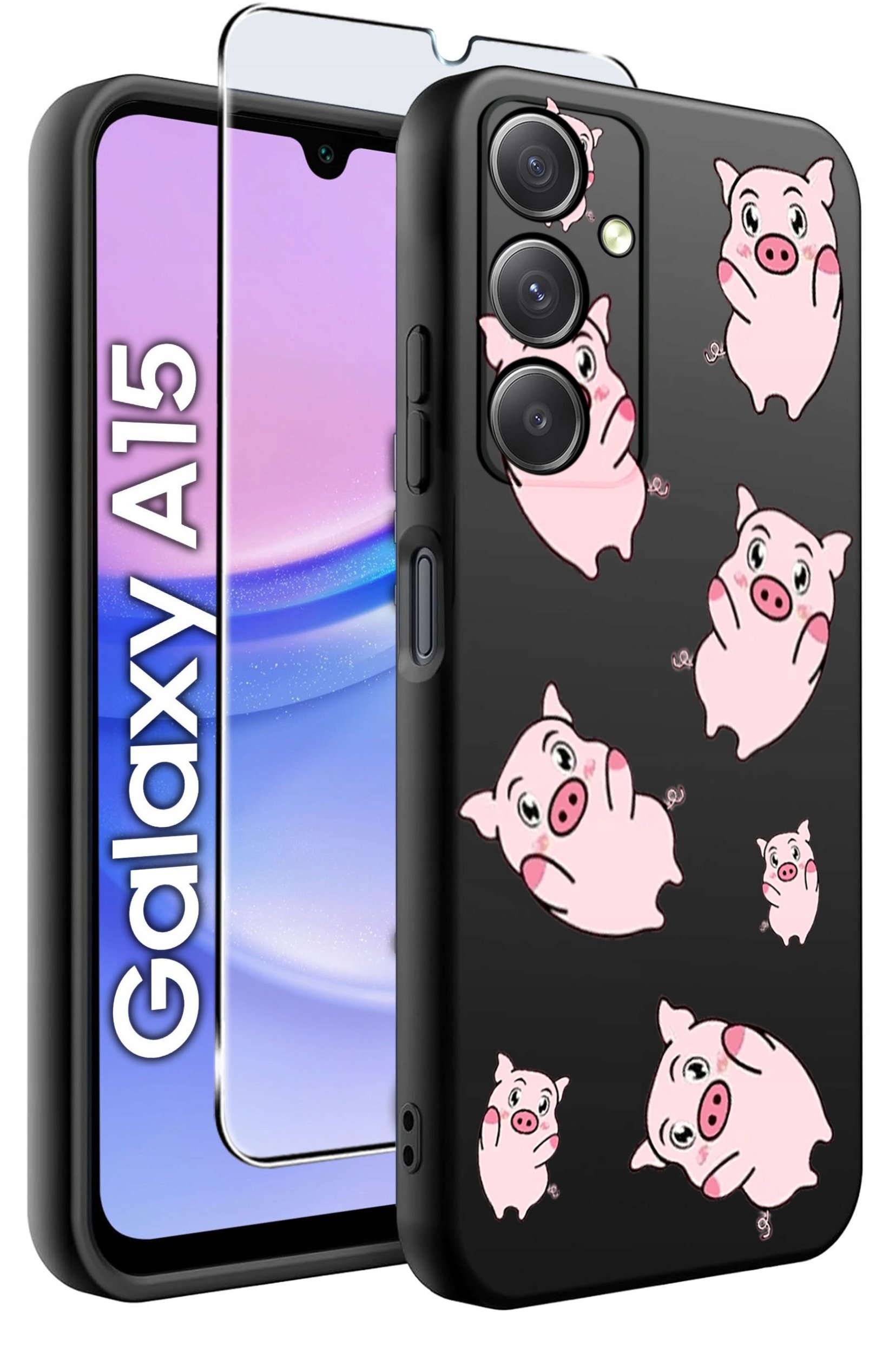 ETUI do Samsung A15 4G | 15 5G WZORY | SILIKONOWE MATT CASE + SZKŁO 9H