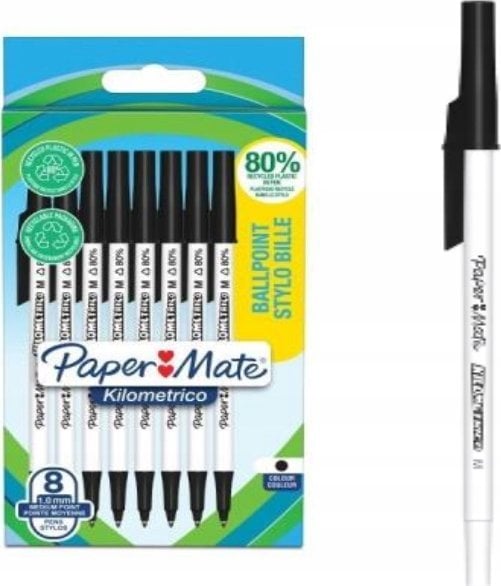 Paper Mate Długopis Kilometrico Reycled M czarny 8 sztuk blister