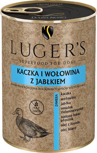 Karma mokra dla psa Lugers kaczka i wołowina z jabłkiem 400 g