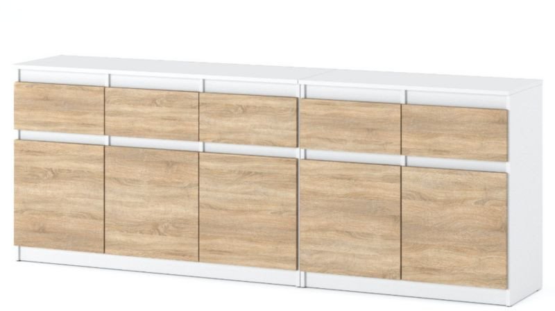 Komoda Szafka Do Pokoju Młodzieżowego 200cm 5 Szuflad Biała Sonoma