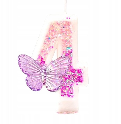 Świeczka Urodzinowa Na Tort / MOTYLEK / Świeczki na Urodziny / CYFRA 4