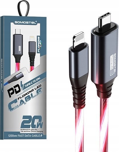 Kabel USB USB-C - Lightning 1.2 m Czerwony (31182)