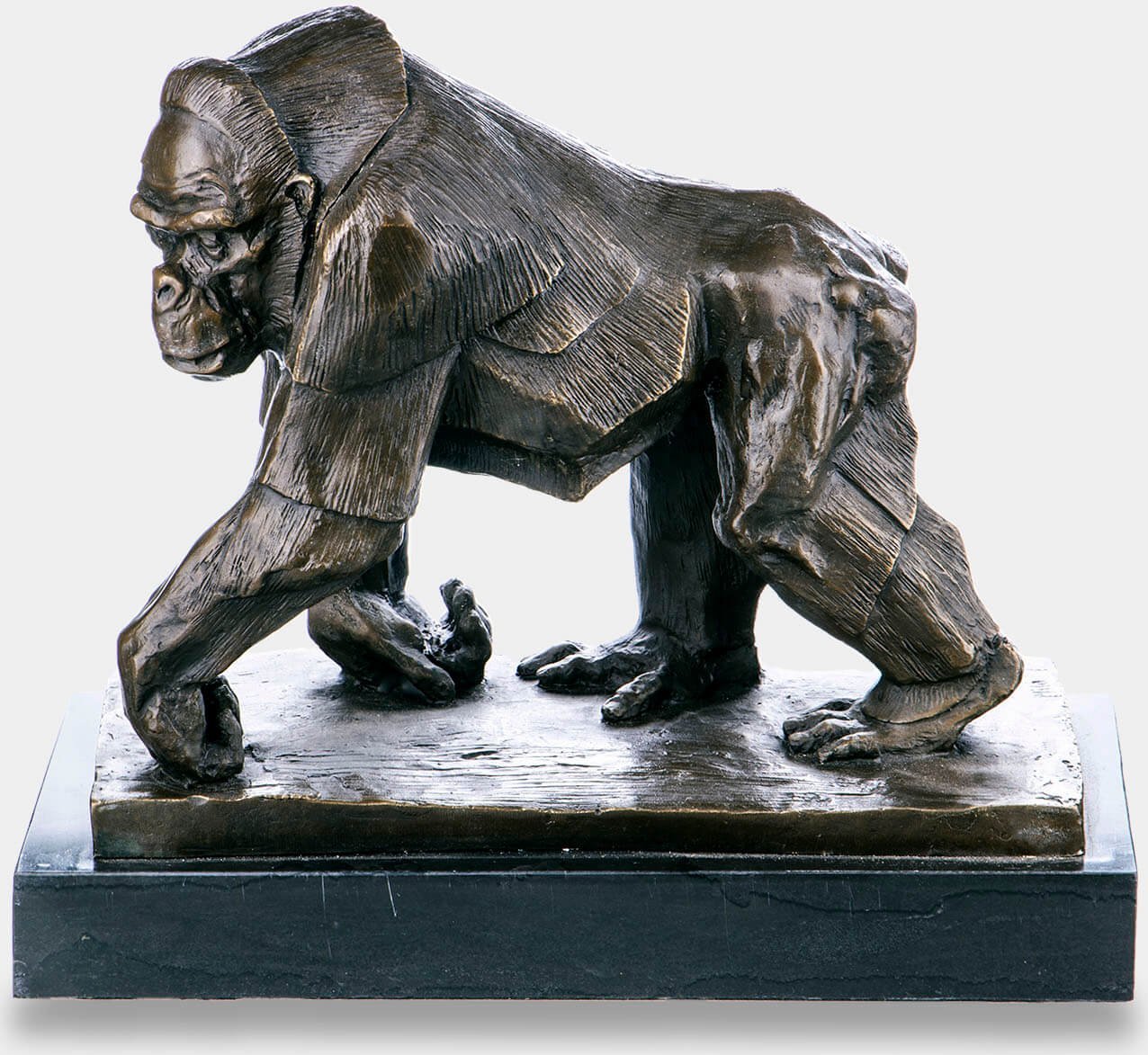 rzezbyzbrazu Goryl Rzeźba z Brązu na Marmurowej Podstawie