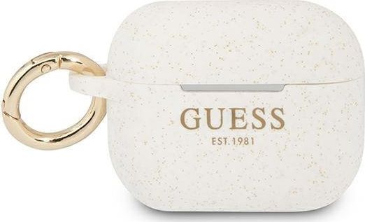 Guess Etui ochronne GUAPSGGEH Silicone Glitter do AirPods Pro białe