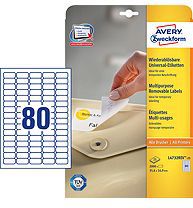 Avery Zweckform Białe usuwalne minietykiety 35.6x16.9 25 arkuszy (L4732REV-25)