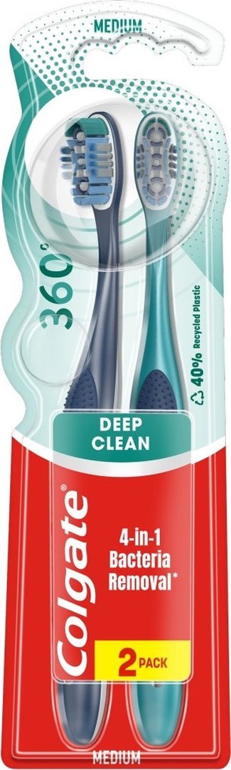 Colgate Szczoteczka do zębów 360 deep clean 1+1 gratis-medium 1op.-2szt