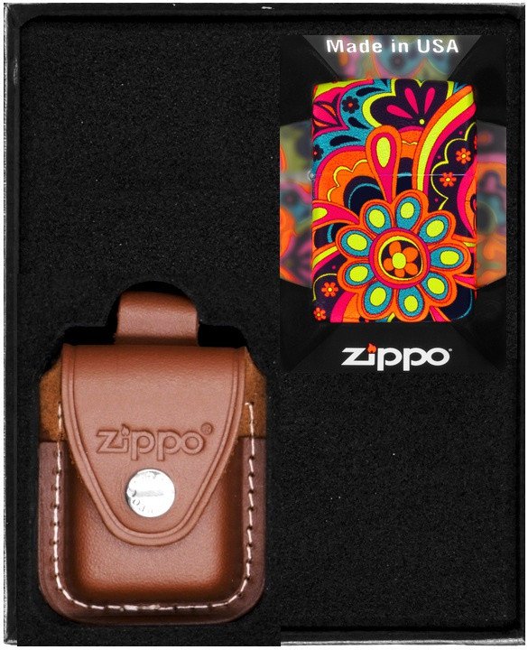 Zestaw ZIPPO Zapalniczka FLOWER POWER DESIGN Prezentowy No4