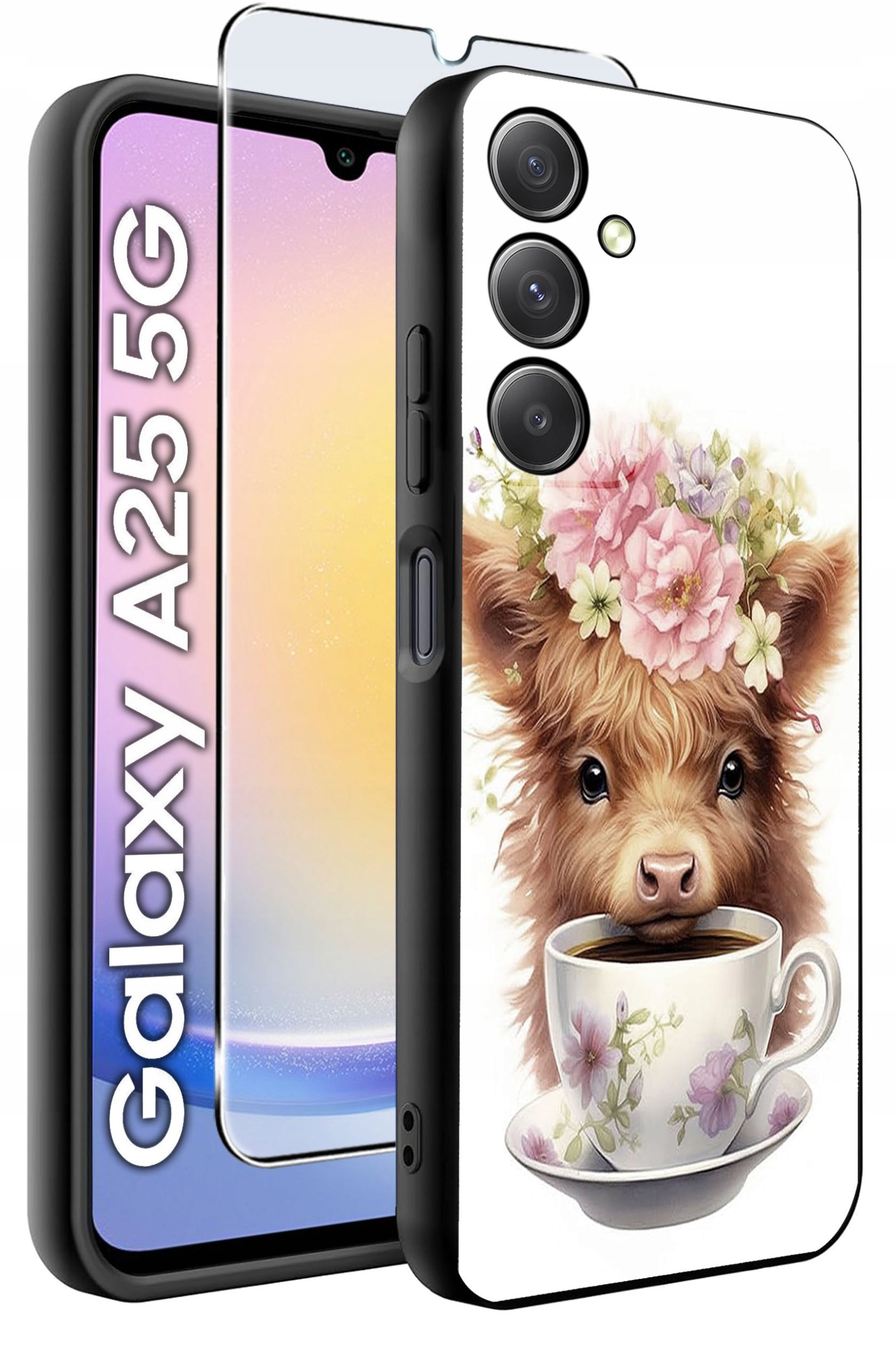 ETUI do Samsung A25 5G WZORY | SILIKONOWE MATT CASE + SZKŁO HARTOWANE 9H