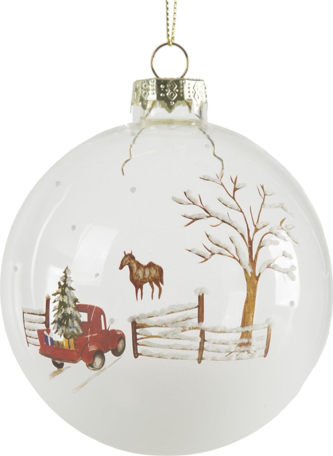 Eurofirany Bombka świąteczna szklana choinkowa bombki SZ510 10cm biała + brązowa