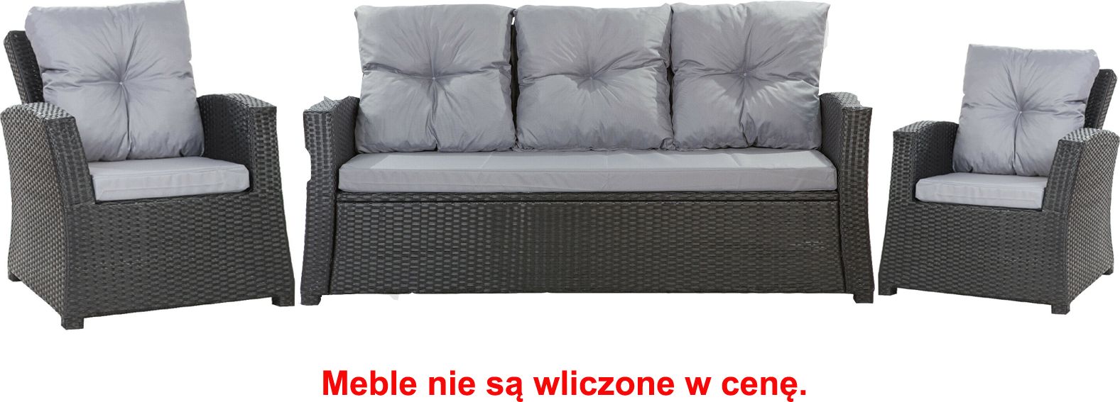 Setgarden Zestaw poduszek na meble ogrodowe rattanowe dla 5 osób rozmiar 168/52