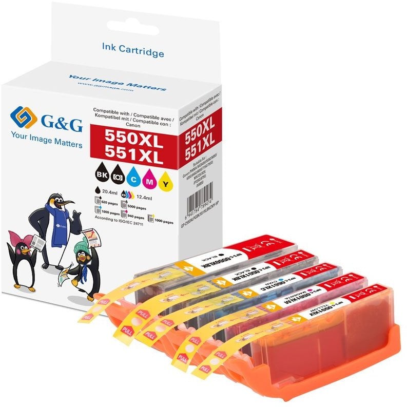 Tusz G&G Zestaw 5 tuszy Canon PGI-550/CLI-551 BK/C/M/Y+FotoBK