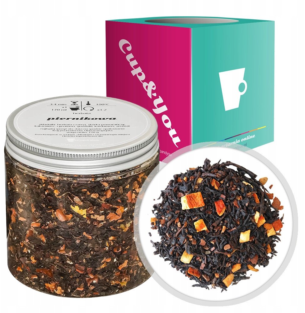 Herbata czarna PIERNIKOWA cynamon goździki kardamon kakaowiec upominek 120g - sypana liściasta herbata PREMIUM Cup&You