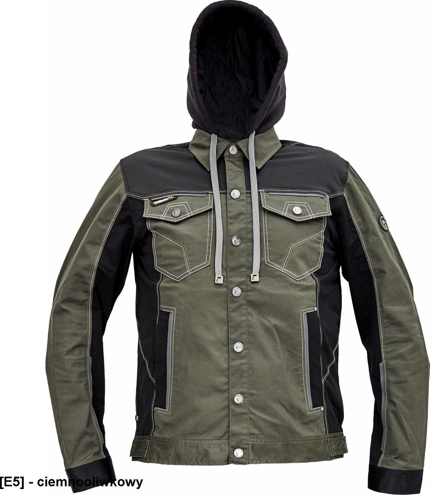 CERVA NEURUM CLASSIC kurtka z kapturem - męskia kurtka robocza, odpinany kaptur, 4 kieszenie, elastyczna tkanina Trifibetex - ciemnooliwkowy 54