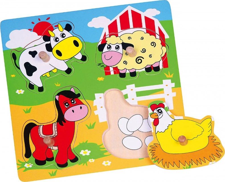 Viga Drewniane Puzzle Farma Układanka Niespodzianka Viga Toys