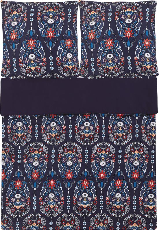 Beliani Komplet pościeli bawełnianej Madrona niebieski 155x220 cm