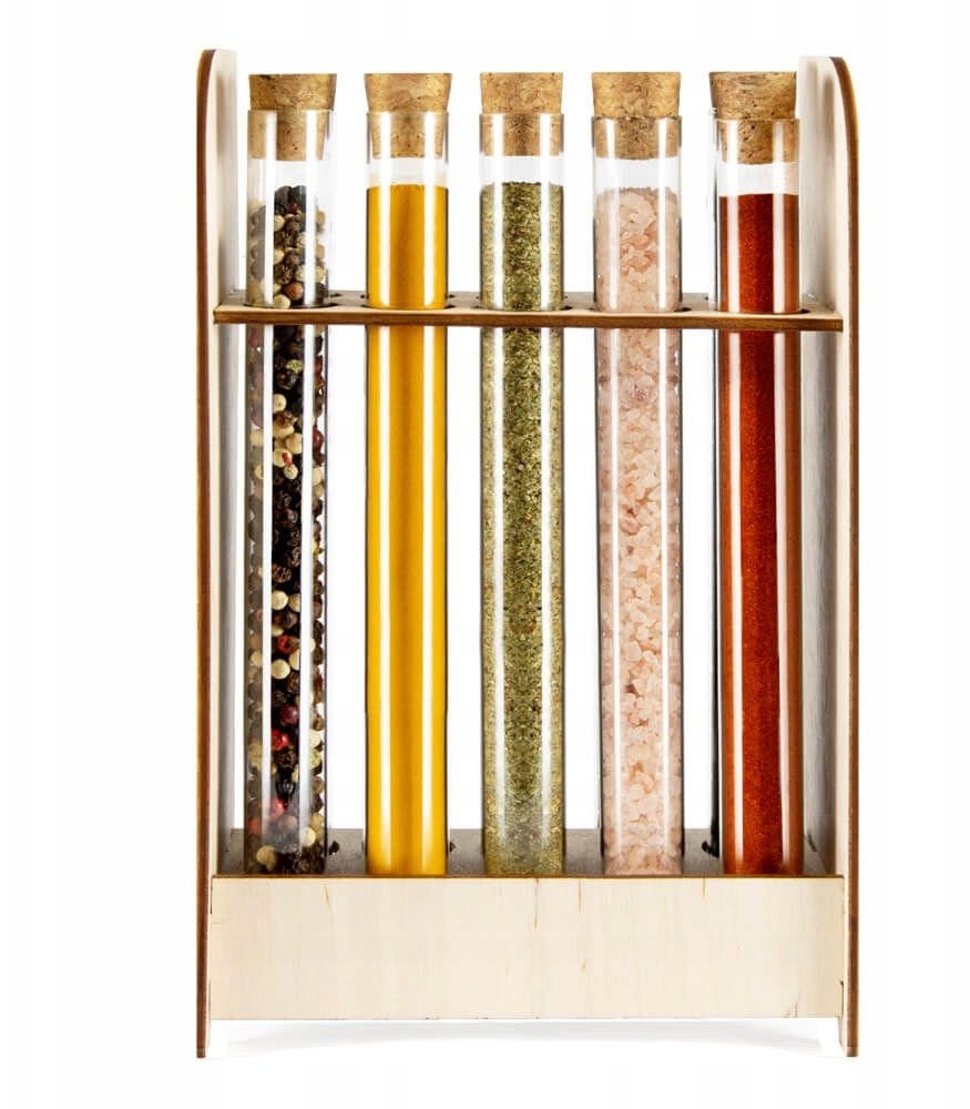 lav ZESTAW DO PRZYPRAW ZIÓŁ stojak + szklane fiolki 10x