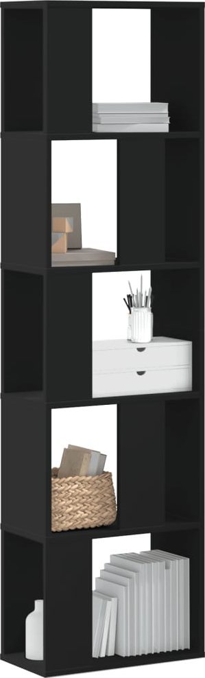 vidaXL 5-poziomowy regał na książki, czarny, 45x23,5x162,5 cm