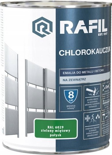 Emalia chlorokauczukowa do metalu Rafil 0,9 l odcienie zieleni połysk