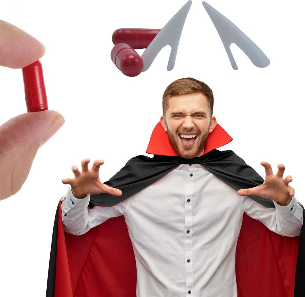 Verk Zestaw wampira dracula wilkołak sztuczne zęby na halloween z sztuczną krwią Zestaw wampira dracula wilkołak sztuczne zęby na halloween z sztuczną