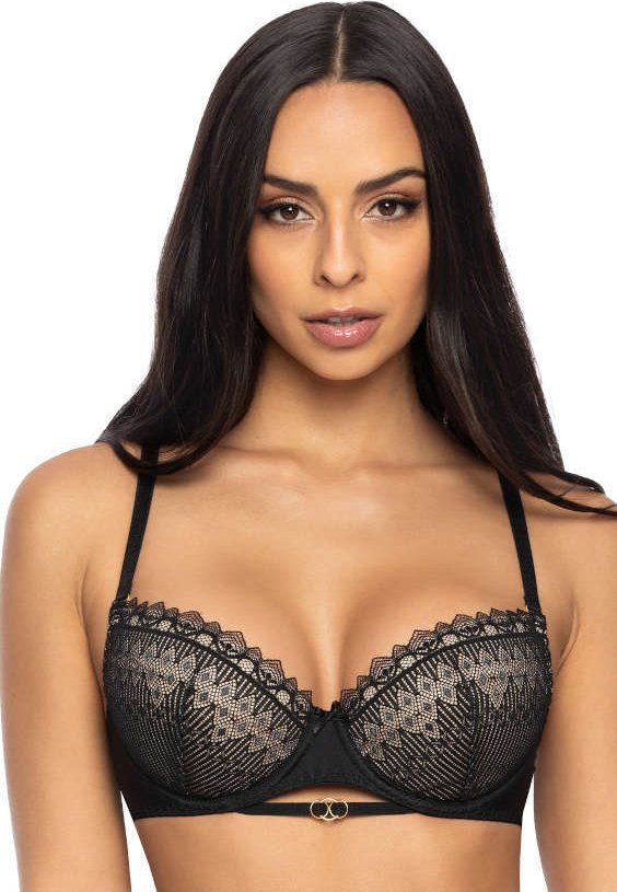 MAT Lingerie Biustonosz push-up czarno-beżowy Marion M-3539/11 65E