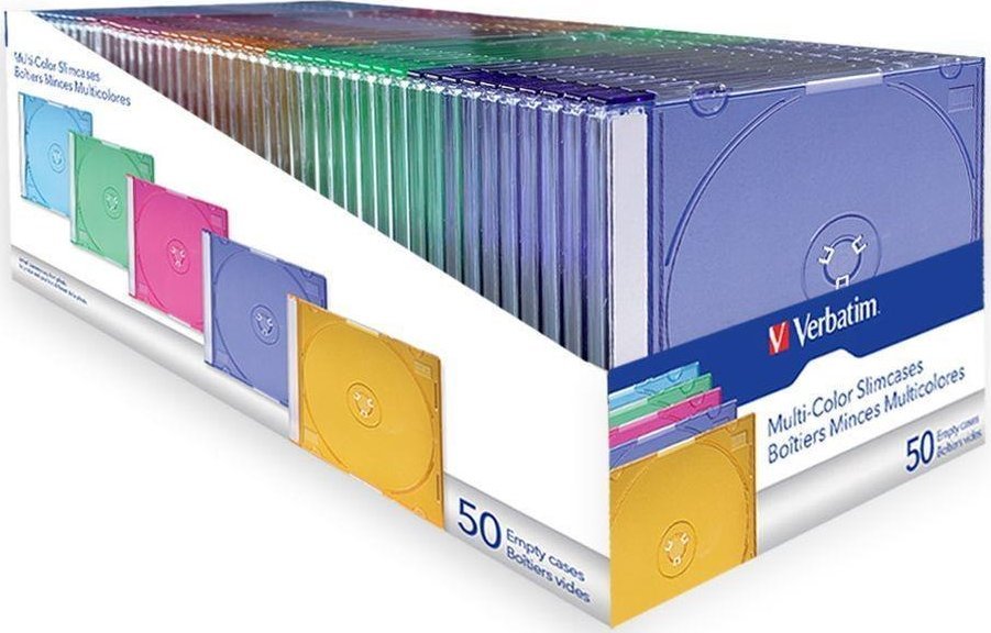 Verbatim VERBATIM EMPTY SLIM JEWEL CASE 50 PACK MULTI COLOUR