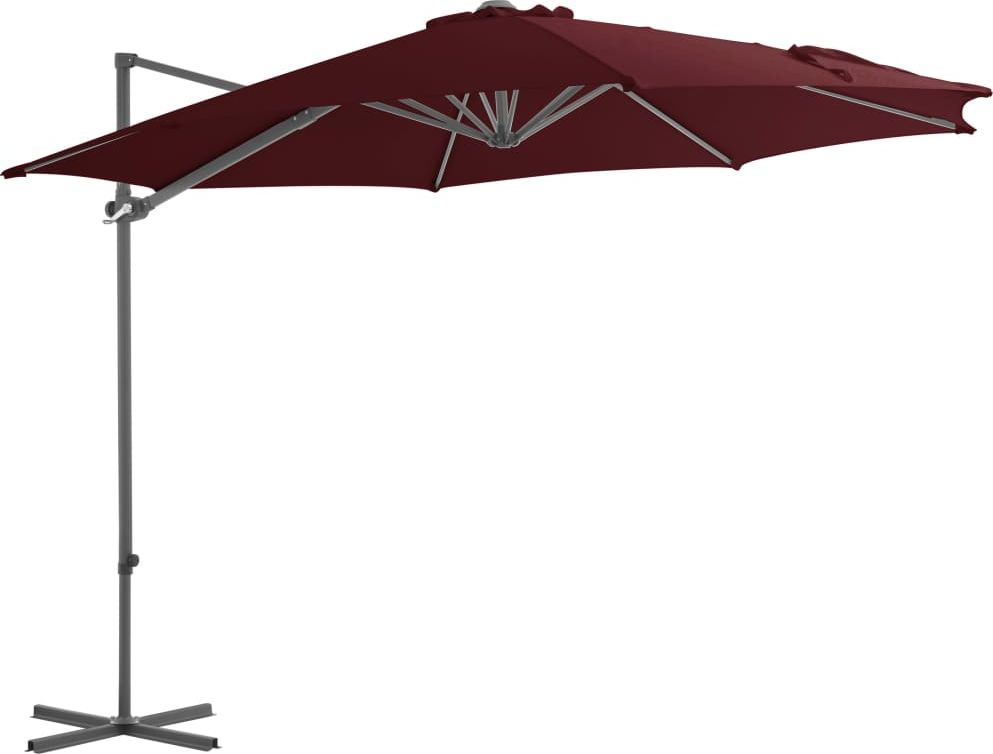 vidaXL Parasol wiszący na stalowym słupku, bordowy, 300 cm