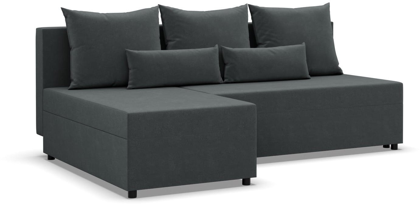 Narożnik z luźnymi poduszkami, Vista, velvet, 201x137x92 cm, ciemny szary | TYLETEGOTU