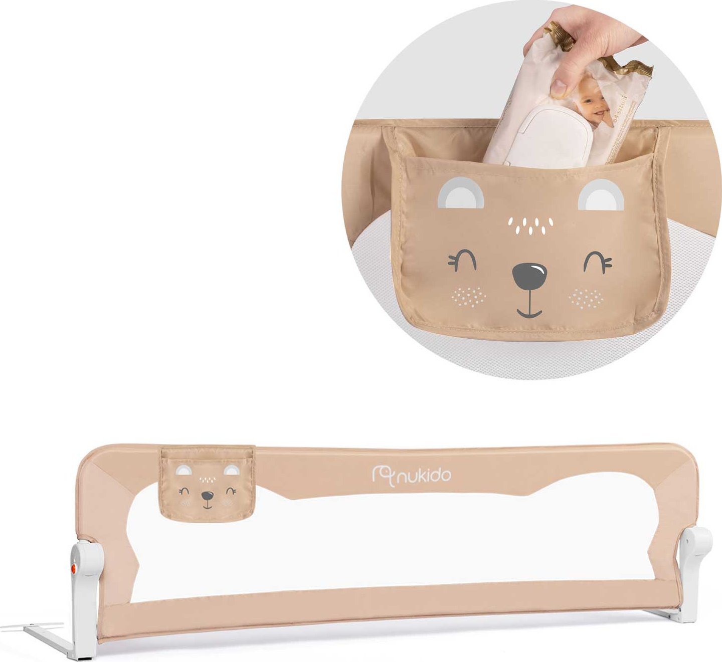 Nukido Osłona zabezpieczająca na łóżko 150 x 42 x 35 cm Nukido beżowa