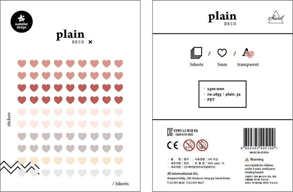 Naklejki Serca mix 5mm 3 ark.