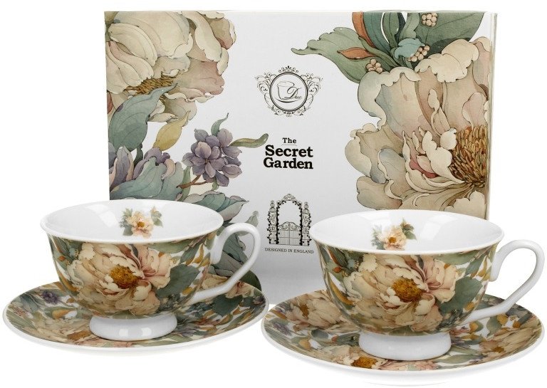 Zestaw 2 filiżanek 250 ml + spodki Peony White
