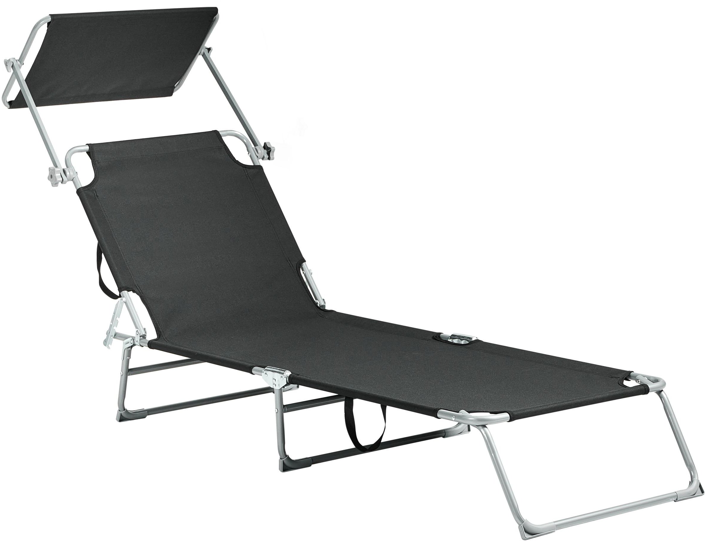 Leżak ogrodowy FOLIGNO Rozkładany Metal Czarny