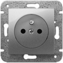 Elektro-Plast Gniazdo Carla 2P+Z srebrne ramka (1733-16)