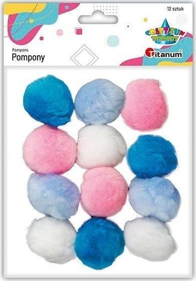 Titanum Pompony akrylowe 40mm mix kolorów 12szt