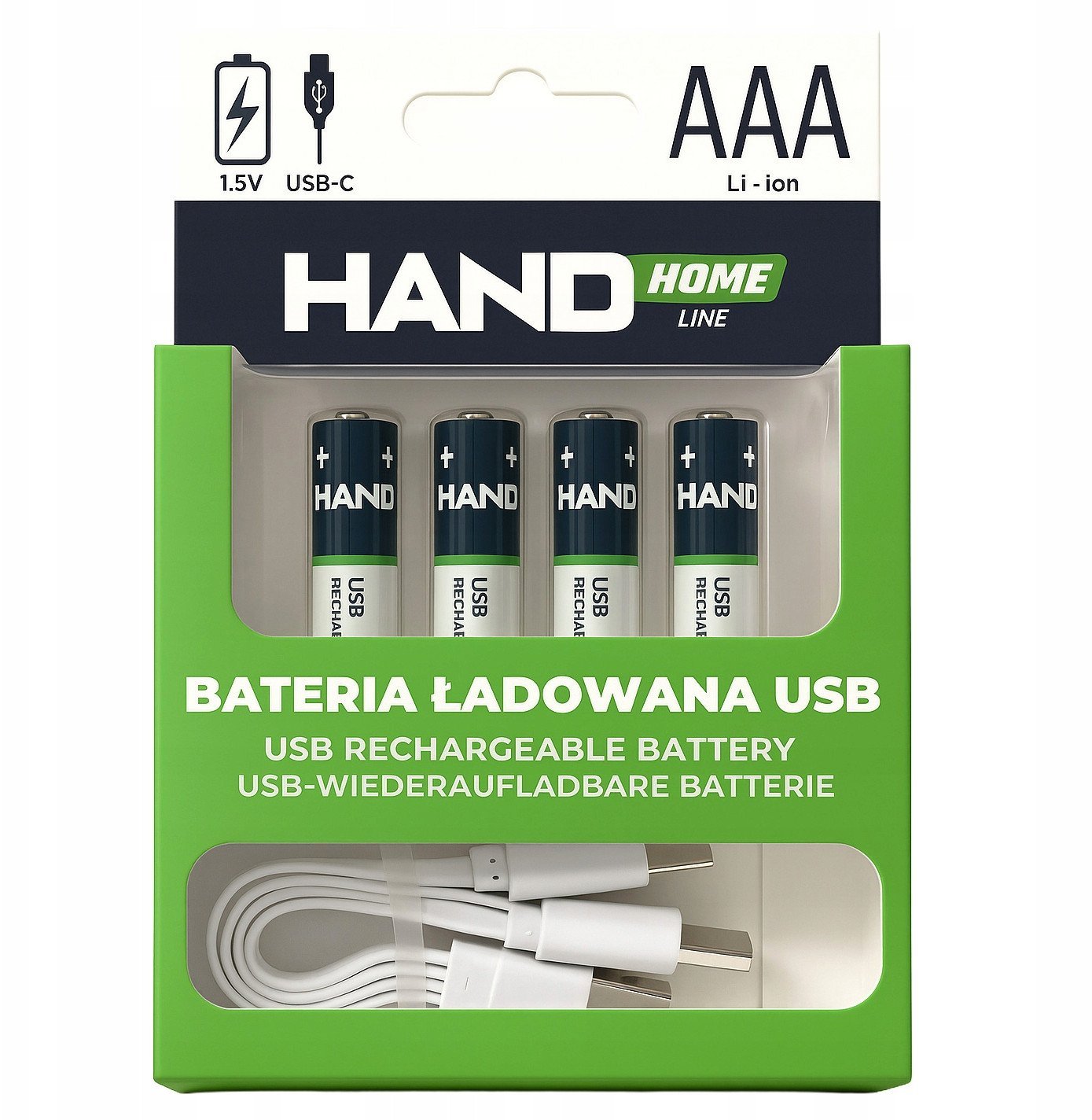 Bateria ładowana akumulatorek USB-C 750mWh 500mAh 4xAAA