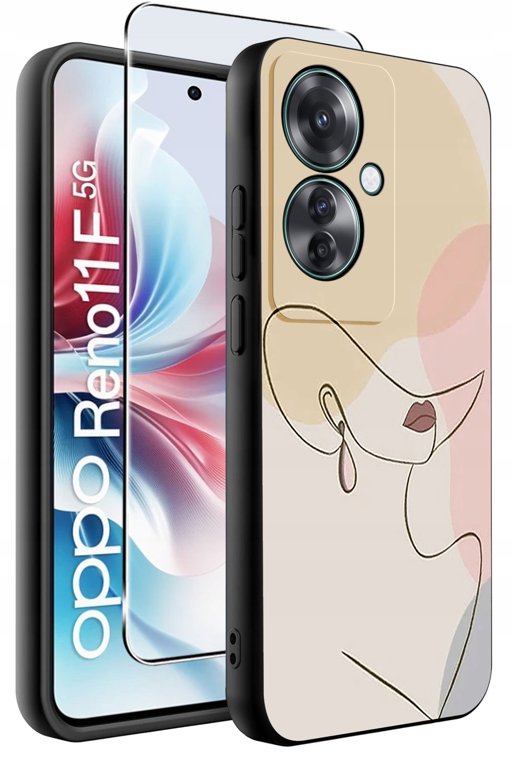 ETUI do Oppo Reno11 F 5G WZORY | SILIKONOWE MATT CASE + SZKŁO HARTOWANE 9H
