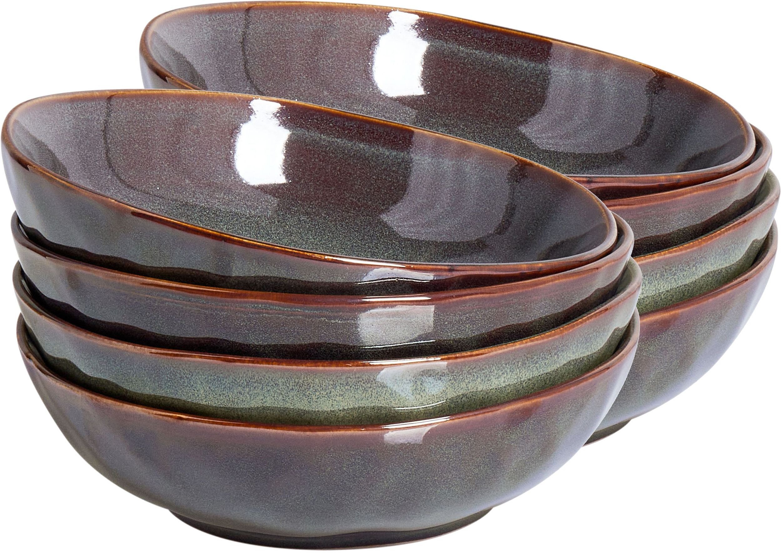 Zestaw 8 głębokich talerzy THYME Kamionka Ciemnozielony