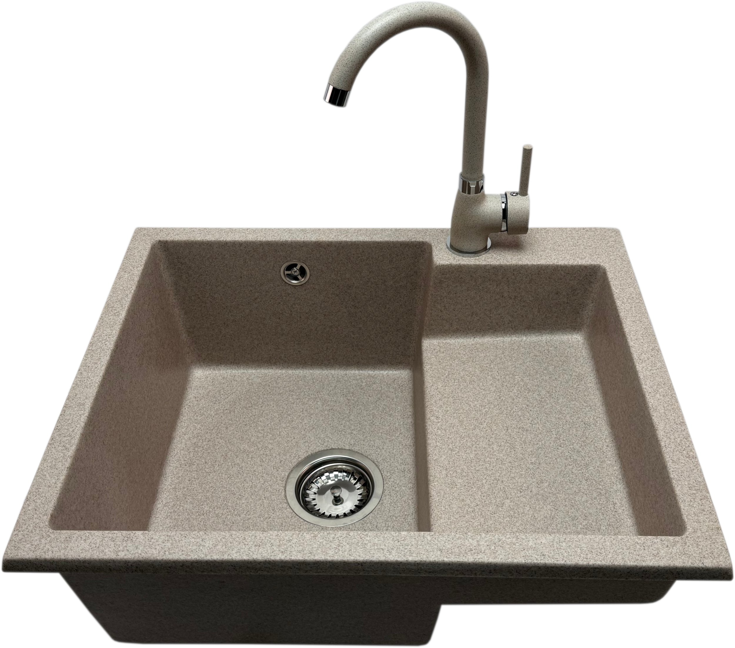 Zlewozmywak jednokomorowy COMAZ beż + bateria