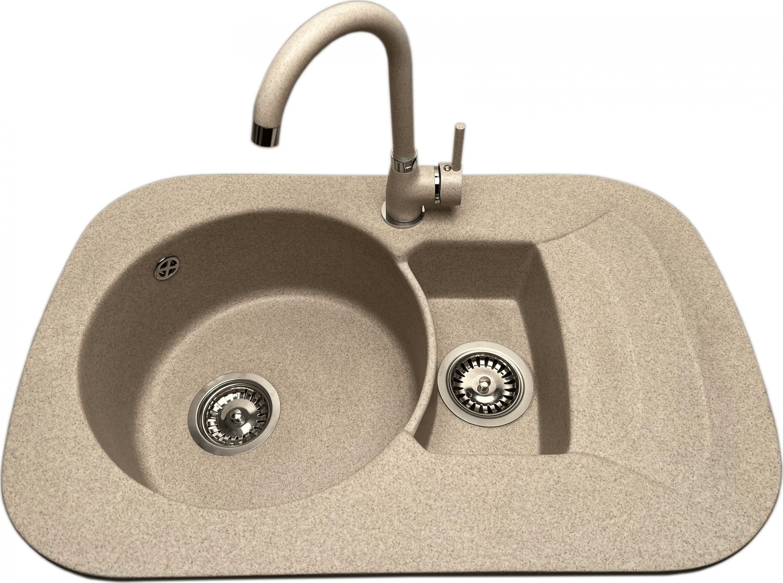 Zlewozmywak PREHNIT Zlewozmywak 1,5 komorowy z ociekaczem VIGEN beż z prawym ociekaczem + bateria NOON